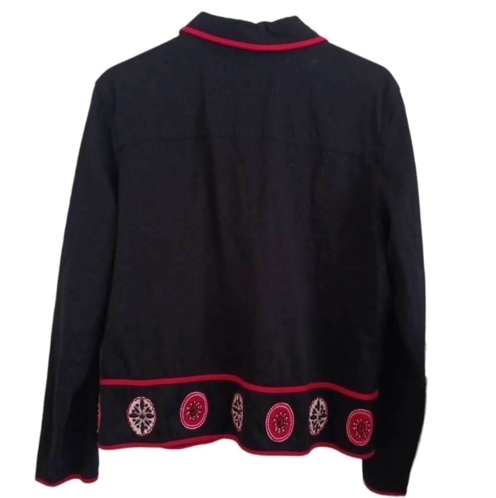 Ruby Rd Black Red Trimmed Jacket - image 2